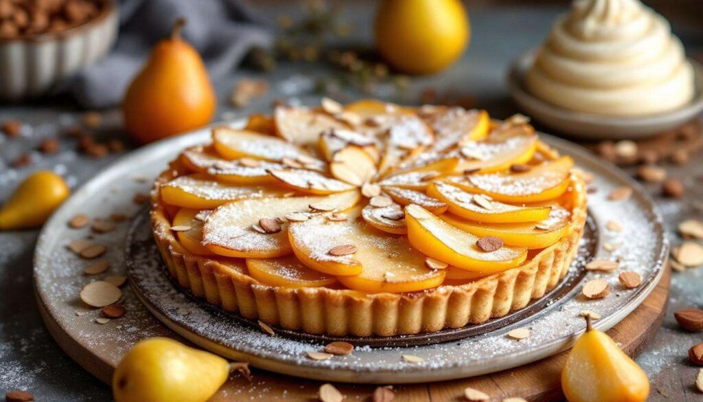 Cette tarte d’automne fondante et légère régale tout le monde : poires, crème de marrons et filo croustillant