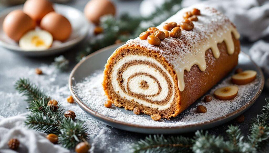 Bûche de Noël aux marrons et à la poire : un roulé facile et raffiné pour un réveillon tout en douceur