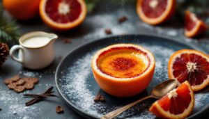 Crème brûlée cachée dans une orange sanguine : le dessert de Noël juteux, caramélisé et prêt à l’avance