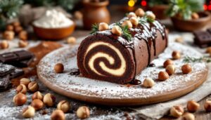 Roulé chocolat noisette : le dessert de Noël qui allie gourmandise et élégance