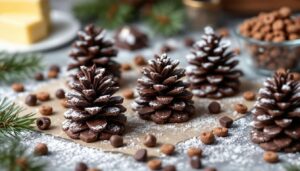 Surprenez vos invités avec ces biscuits de Noël en forme de pommes de pin chocolatées : le délice qui enchante les fêtes