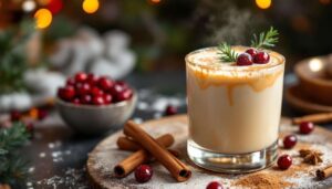 Un jour, un cocktail : Rudolph festif au lait de poule épicé et cranberry scintillant