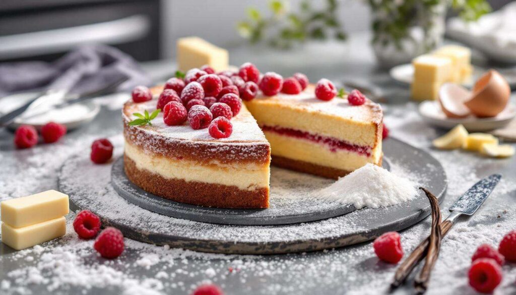 Gâteau magique vanille-framboise au Thermomix : une pâte, trois textures