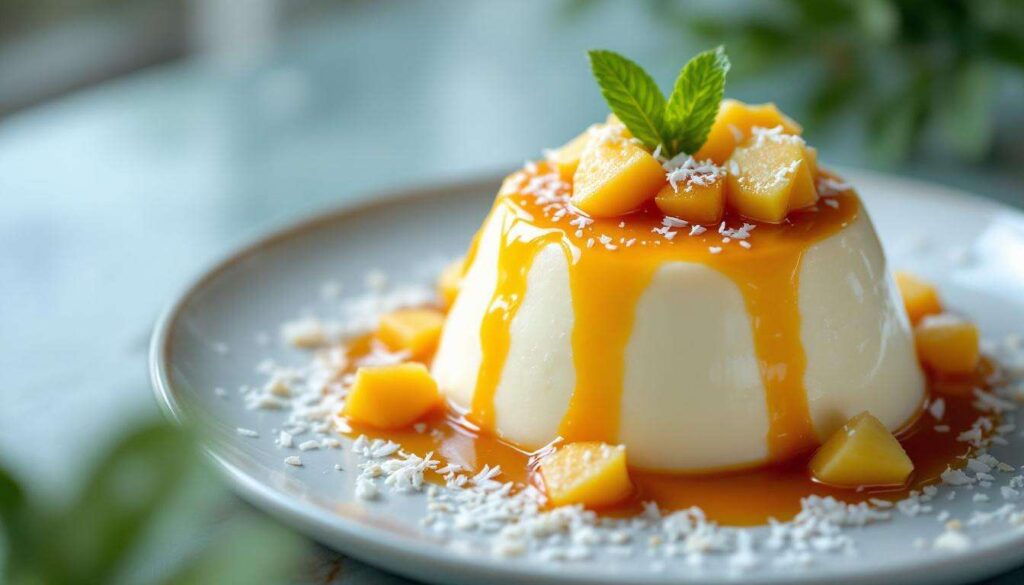 Recette. Panna cotta à la noix de coco, cœur de fruits exotiques