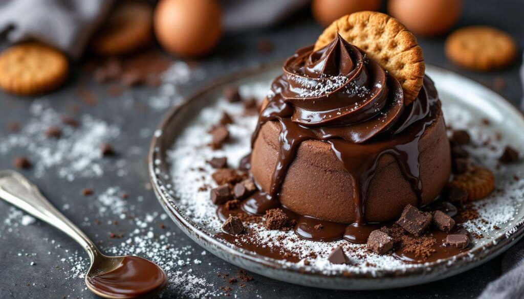 Les ingrédients pour une mousse au chocolat intense et biscuits fondants