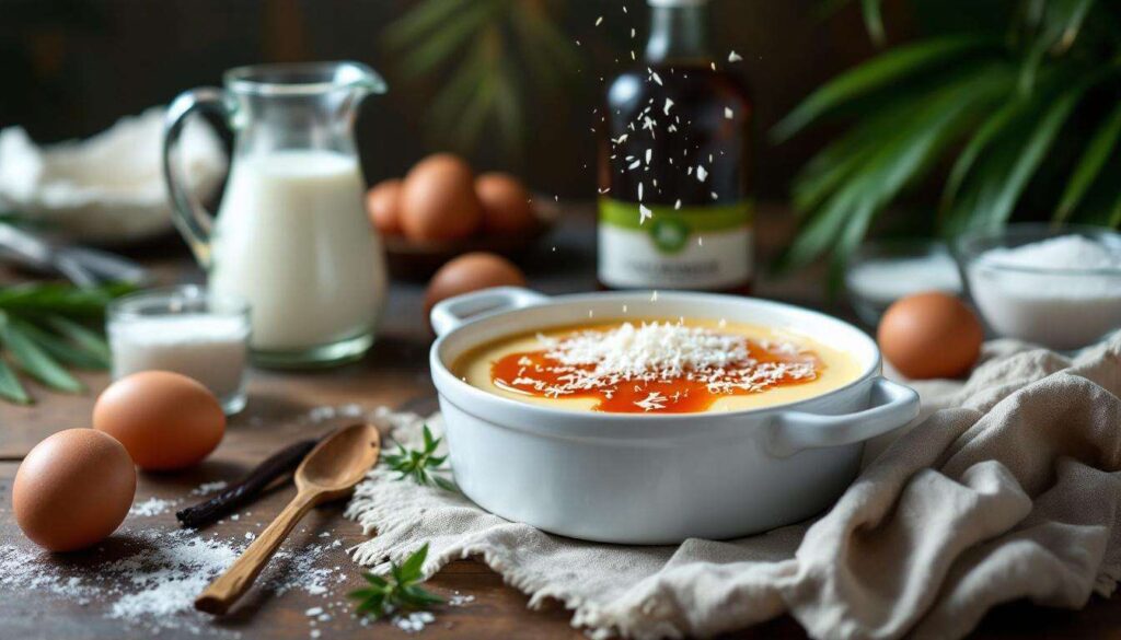 Plus léger qu’un flan antillais, ce dessert au délicieux goût de coco est très facile à préparer