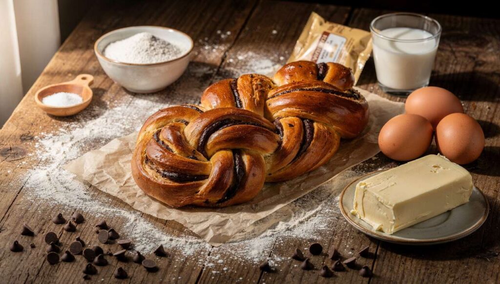 Brioche tressée au chocolat : recette gourmande et facile