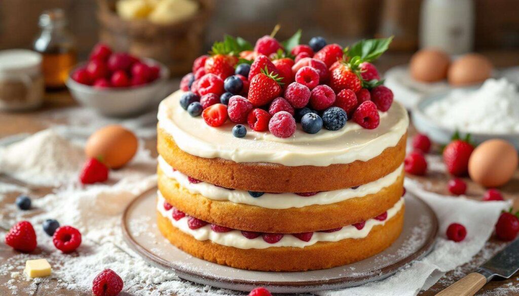 Layer cake vanille et fruits rouges : recette délicieuse