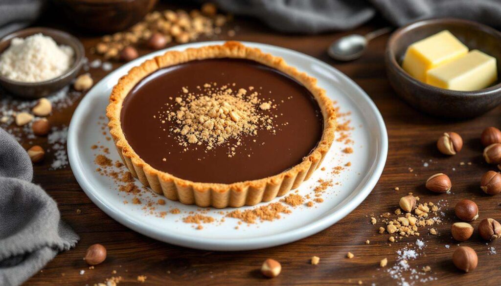 Recette de tarte chocolat au lait et noisettes