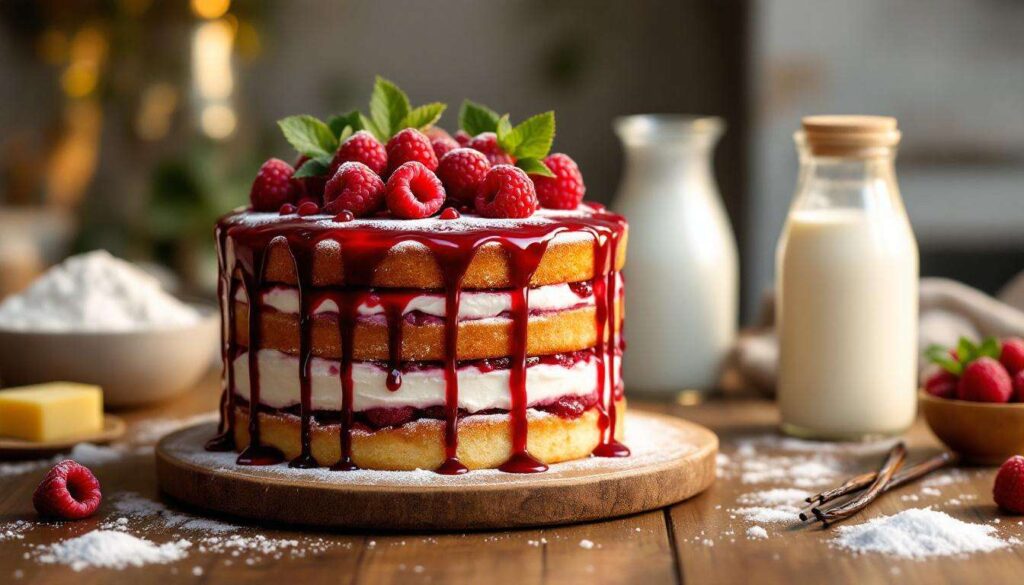 Layer cake aux framboises : recette facile et gourmande