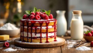 Layer cake aux framboises : recette facile et gourmande