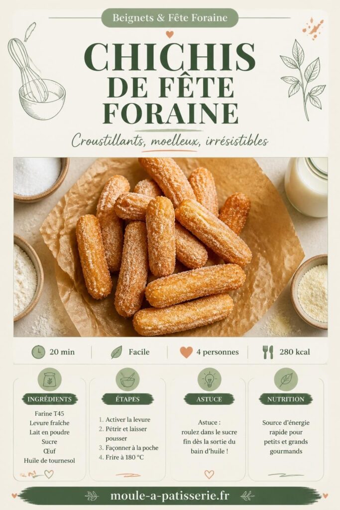 Chichis de fête foraine dorés roulés dans le sucre fin, recette maison facile