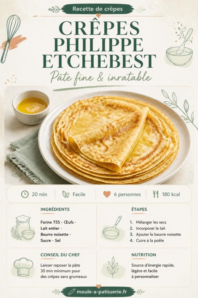 Recette de crêpes de Philippe Etchebest - pâte fine et inratable, épingler sur Pinterest
