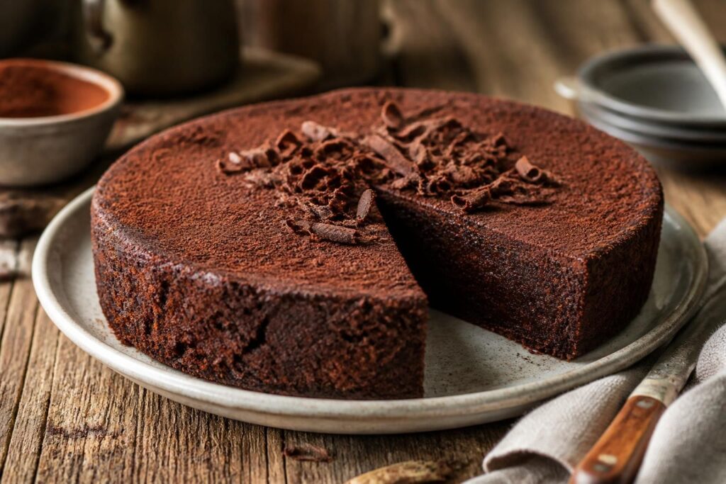 Têtes au chocolat maison posées sur une grille, enrobées de chocolat noir brillant, fond clair et ingrédients frais autour